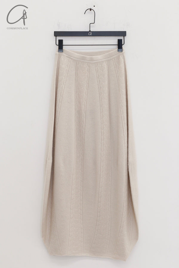 SWAYING 24 Autumn and Winter Wool Velvet Blended Cocoon Long Skirt SW-SW24AW3B11-MB Beige